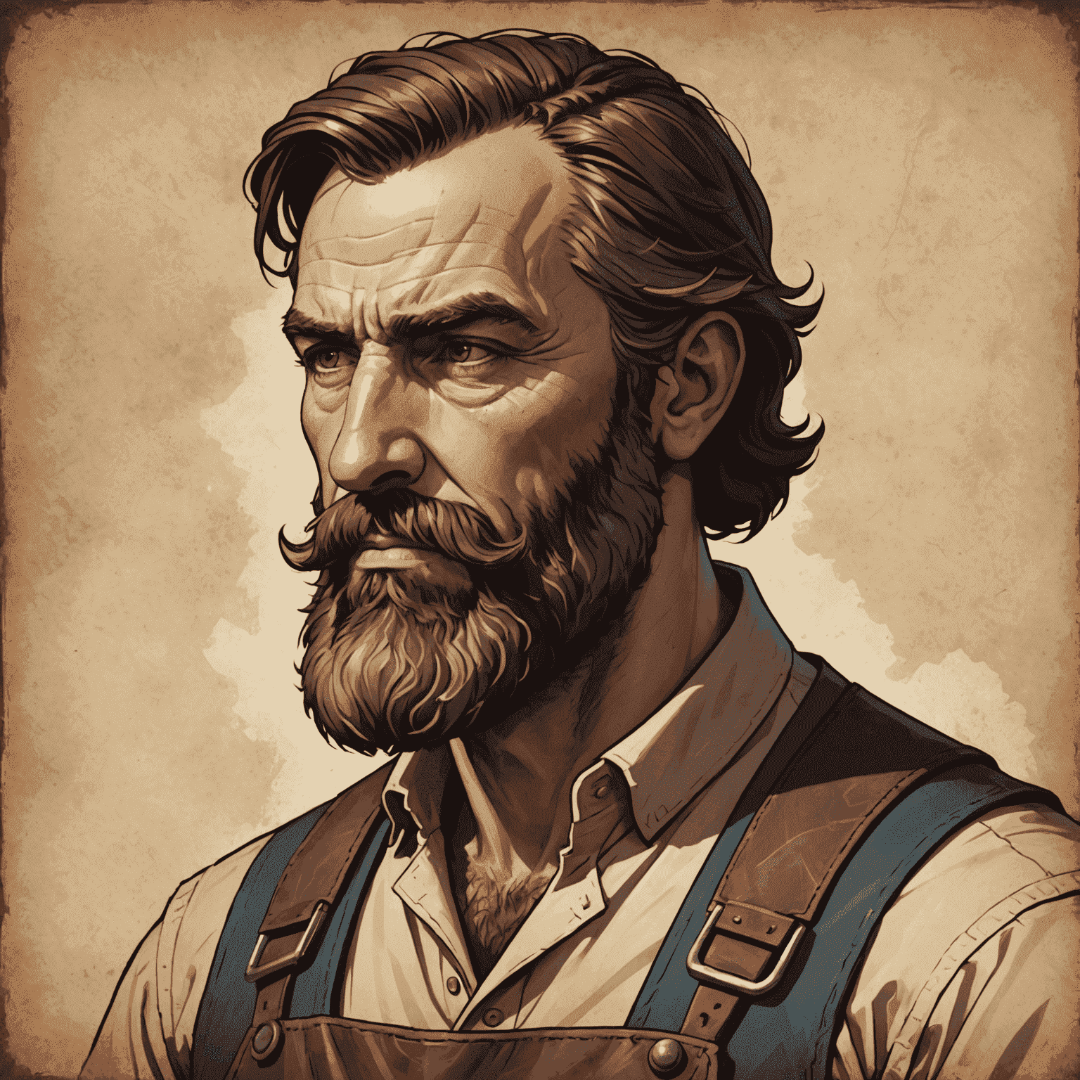 A profile picture of Prof. Hephaestus Forge, a bearded man with weathered features and intense eyes, wearing a leather apron